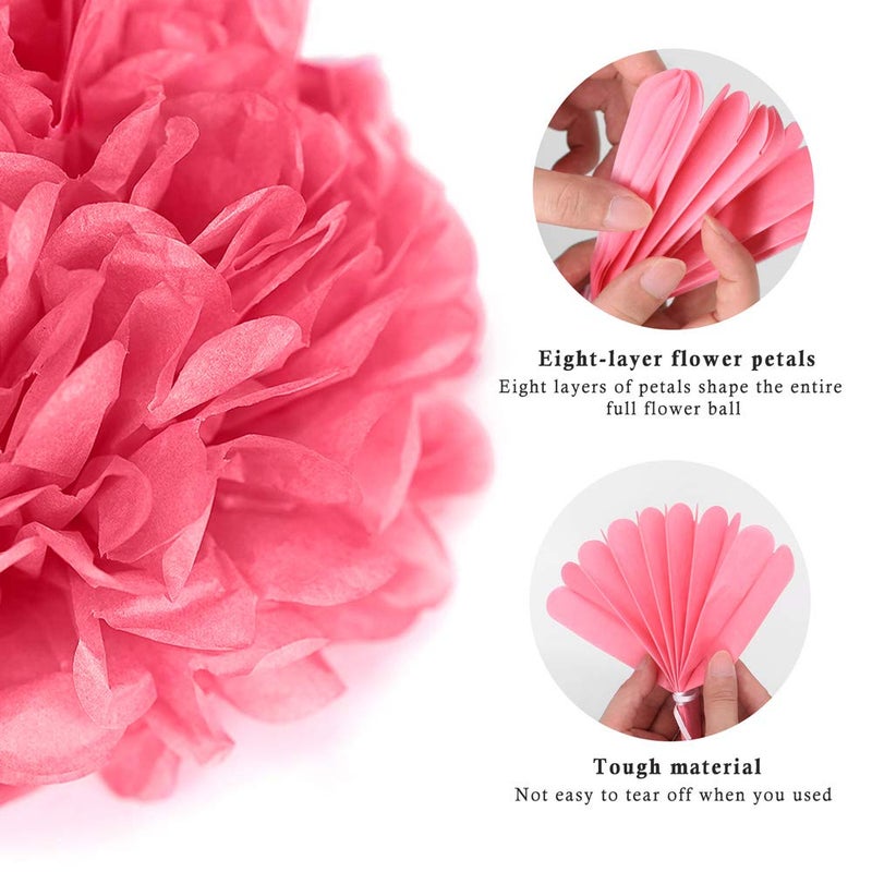 Binpeng Paper Pom Poms Hanging Paper Flower Ball Wedding Celebrations Decorations Outdoor Decoration Flowers Craft for Birthday Party (Gray 6PCS) - Image 3
